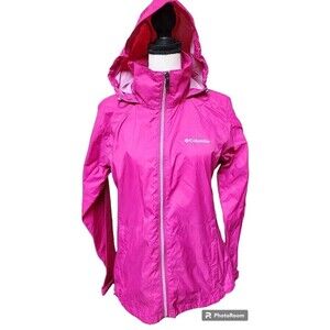 Columbia Nylon Running Hoodie Size Medium Pink Full Zip